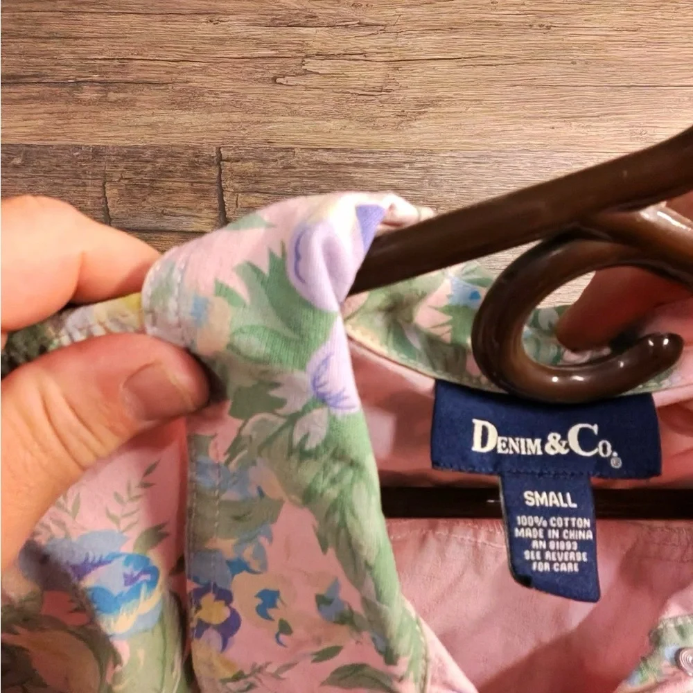 Denim&Co Multicolor Floral Pastel Jean Jacket - Picture 6 of 6